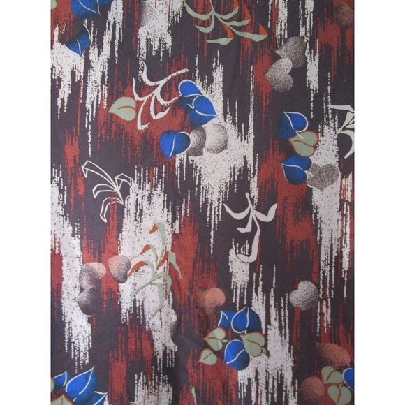 Vintage 70s Joel Cal Made Polyester Disco Shirt Wood Foliage Pattern Mens Lg GUC - Picture 14 of 16